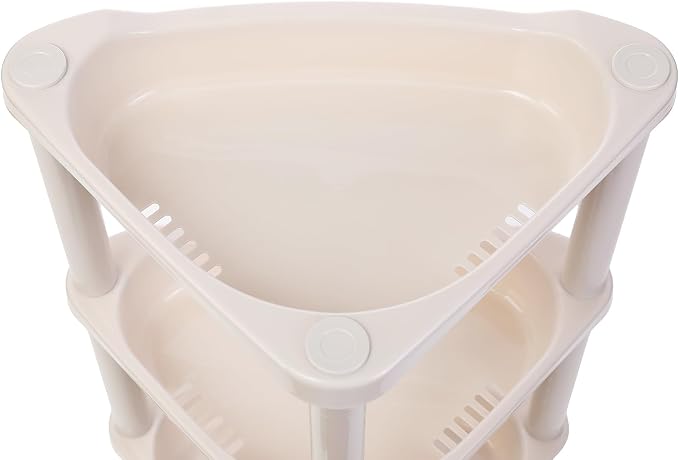 3 Tier Beige Corner Shower Caddy, 14.5 x 10 x 22.5 Inches, Plastic Shower Stands for Inside Bathroom, Bathtub, Shower Table (Beige 3 Tier)