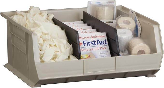 Akro-Mils 30250 AkroBins Plastic Storage Bins, Space-Saving Stackable Bins for Garage, Pantry, Craft Organization, 15" x 16" x 7", Clear, 6-Pack