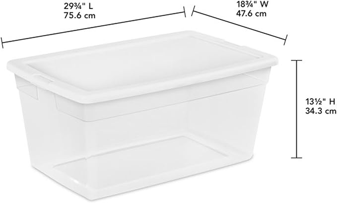 Sterilite 8-Pack 90 Quart Storage Box, Stackable Clear Plastic Bins with Snap-On Lids - Heavy-Duty Organizing Containers for Closet, Bathroom, and Office