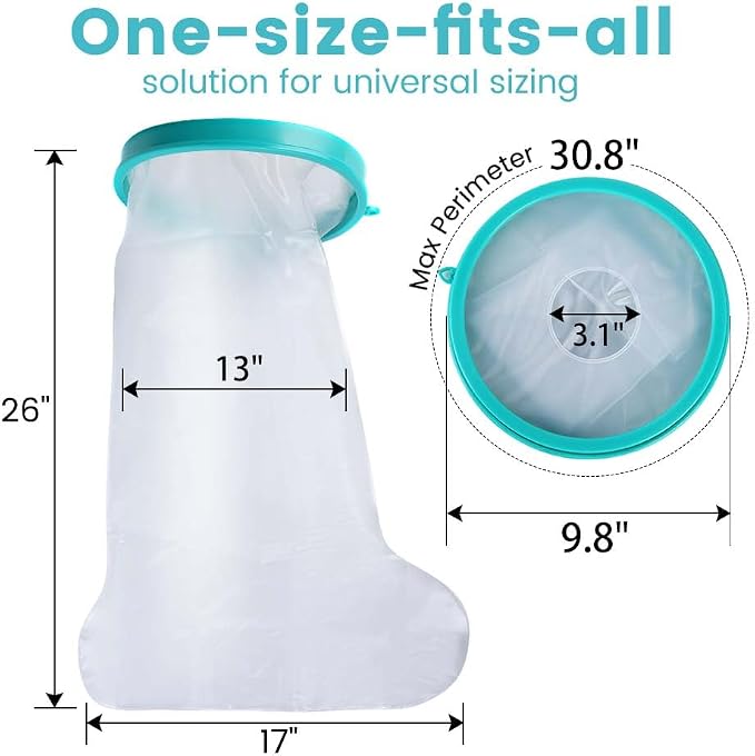 Cast Covers for Shower Leg, Waterproof Cast Cover for Showering, Cast Protector for Shower Leg Adult, Shower Boots for Foot after Surgery, Knee, Ankle, Foot (Diameter - 9.8") Extra Large