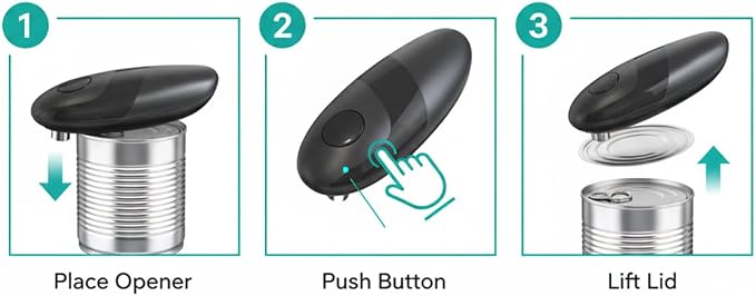 CASAFOYER Electric Can Opener | Senior Friendly One-Touch Can Opener Device | Precise Cut with No Rough Edges | Battery-Powered Portable Design | Can Opener for People with Arthritis and Joint Pain