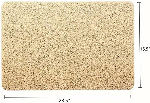 Anti Slip Shower Mat, Soft Textured Bath Mat, Easy Drain Non Slip Comfort Bathtub Mats, Quick Drying PVC Loofah Bathroom Mats, Phthalate Free (15.5" × 23.5", Beige)
