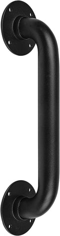 1ft Metal Industrial Pipe Wall Handrail -12 Inch Pipe Barn Door Pull Handle, Gate Pulls, Staircase Handrail for Indoor & Outdoor Steps, Deck Hand Rail, Safety Grab Bar (Matte Black)