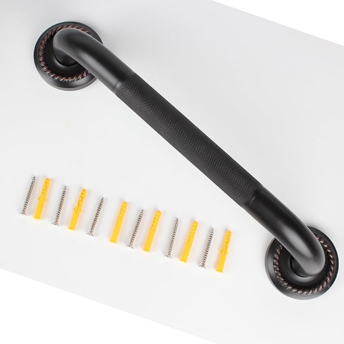 20-Inch Grab Bar Featuring Anti-Slip Handrail, Solid Brass, Oil Rubbed Bronze, Heavy-Duty Construction Armrest, Bathroom Bathtube Shower Safety Rail
