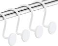 CHICTIE White Shower Curtain Hooks, Rustproof Shower Curtain Rings for Bathroom, Metal Shower Hooks for Shower Curtain Rod, Modern Decorative Shower Curtain Hangers Set of 12, Round Heavy Duty Design