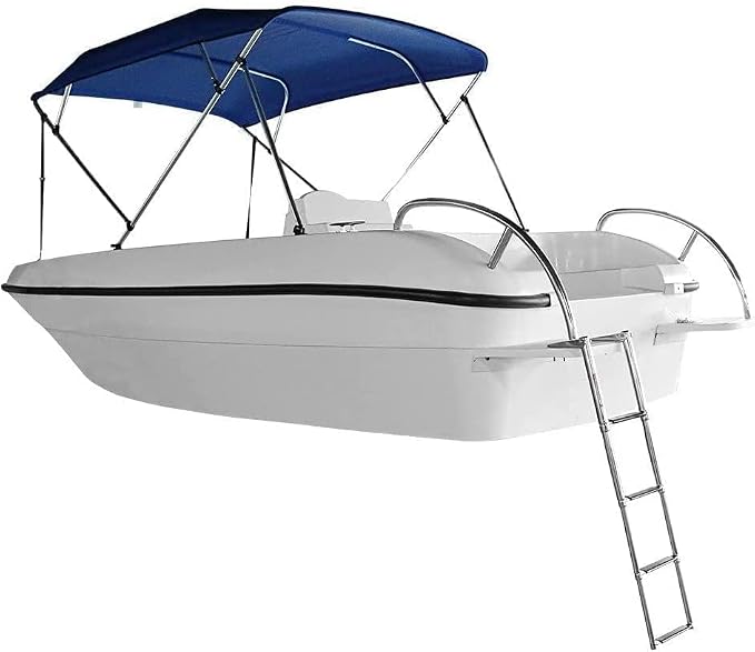 4 Step Boat Ladder, Stainless Steel Telescopic 4 Step Pontoon Boat Ladder, Extendable Dock Ladder for a Pontoon, Max. Load 900 Pound Capacity Marine Telescoping Ladder for Boat Yacht