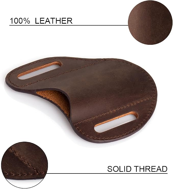 Gentlestache Leather Knife Sheaths for Belt, Pocket Knife Holder, EDC Leather Sheath for Folding Knife, Compact Draw Knife Holster Dark Brown…