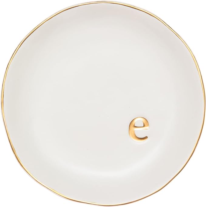 COLLECTIVE HOME - Ceramic Jewelry Tray, Decorative Trinket Dish for Rings Earrings Necklaces Bracelet Watch Keys, Birthday Mother's Day Christmas Gift for Women, 4.75", White Surface (E)