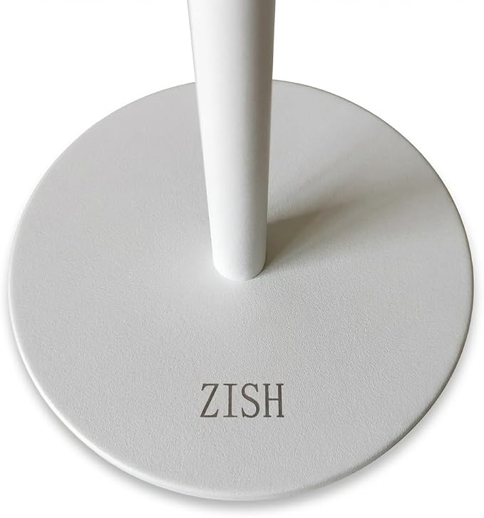 ZISH Toilet Roll Holder Free Standing - Stainless Steel Bathroom Toilet Paper Organizer and Dispenser – No Drill Toilet Roll Stand Freestanding - Up to 5 Toilet Roll Storage, White