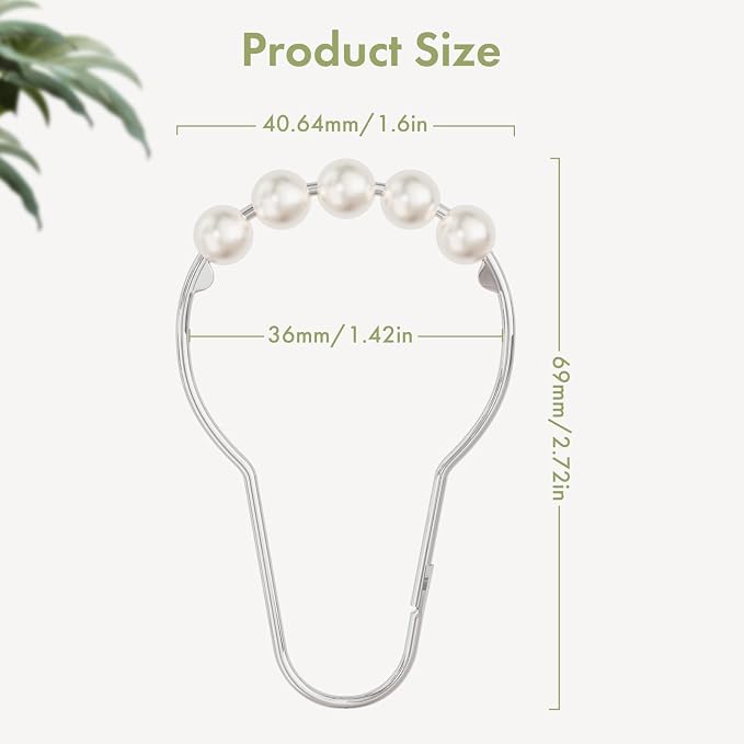 Amazer White Shower Curtain Hooks, Shower Curtain Hooks, Decorative Stainless Steel Shower Curtain Hooks for Bathroom, 12 PCS Shower Hooks for Curtain, Decorative Shower Hooks for Shower Curtain