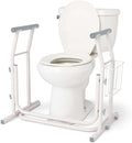 Medline Free-Standing Toilet Safety Rail for Bathroom, Toilet Seat Riser for Seniors, 26.5"-Wide Rail Base, Supports up to 300 lbs