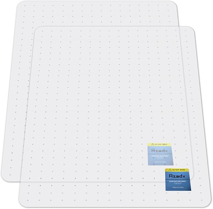 Azadx Heavy Duty Office Chair Mat for Carpet 45" x 53" Hard Material Chair Mat for Carpeted Floor Non-Slip Carpet Protector for Office Easy Glide Desk Floor Mat for Office Chair on Carpets 2 Pack