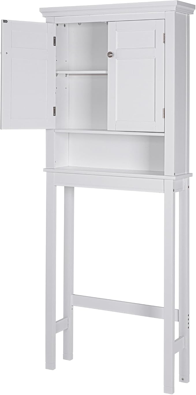 Spirich Over The Toilet Storage Cabinet, Bathroom Shelf Over Toilet, Space-Saving Over Toilet Bathroom Organizer, White