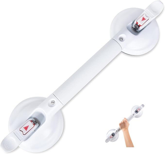 19inch Upgrade Suction Shower Grab Bar, Portable Shower Handle Bar Suction Grip Bar Bathtub Handle with Strong Hold Suction Cup Fitting and Rapid Release for Bathroom(Max Capacity :300lb