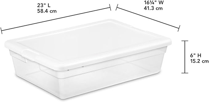 Sterilite 40 Pack Storage Box, 28 Quart Stackable Tote, Clear Plastic Container with Secure Snapping Lids for Home and Office Organization, White