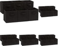 Amazon Basics Collapsible Fabric Storage Bins Organizer with Handles, Sturdy, Foldable, 10.5" x 10.5" x 11", Black, 6 Count (Pack of 5)