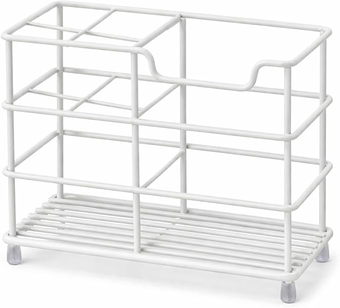 Urbanstrive 304 Stainless Steel Bathroom Toothbrush Holder Toothpaste Holder Stand Bathroom Accessories Organizer (White, Small)