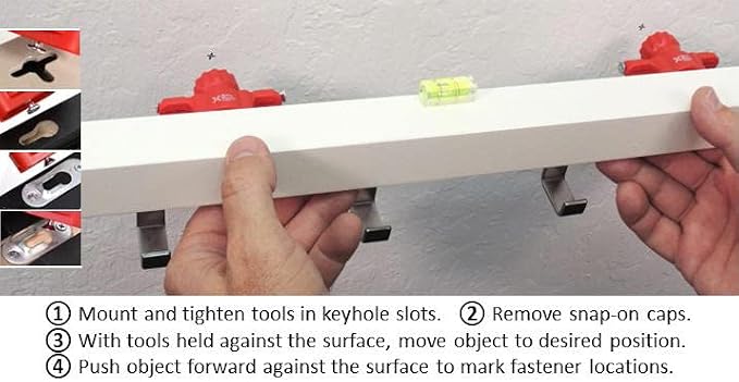 Keyhole Companion Picture Hanging Marking Tool, Keyhole Slot & Sawtooth Hanger Fastener Locator, No-Measure Mounting of Frames, Mirrors, Power Strips, Network Switches, Wall-mount Shelves, Other Items