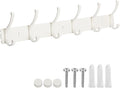 Dntorx Coat Rack Wall Mount, 1 Pack Coat Hooks Hanger Wall Double Hook Rack Rail Towel Hat Rack Entryway Bathroom Hanger Organizer for Robes, Clothes, Bags, Hat(White)