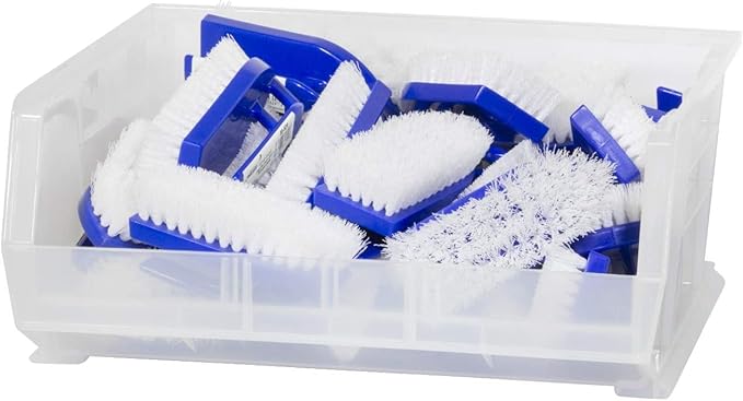 Akro-Mils 30250 AkroBins Plastic Storage Bins, Space-Saving Stackable Bins for Garage, Pantry, Craft Organization, 15" x 16" x 7", Clear, 6-Pack