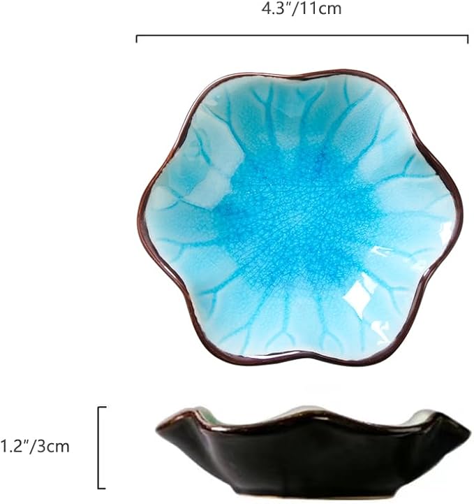 Ice Cracking Leaf Jewelry Dish, Decorative Ring Holder Small Trinket Tray Bowl, Gifts for Daughter Mom Friends, Lake Blue.