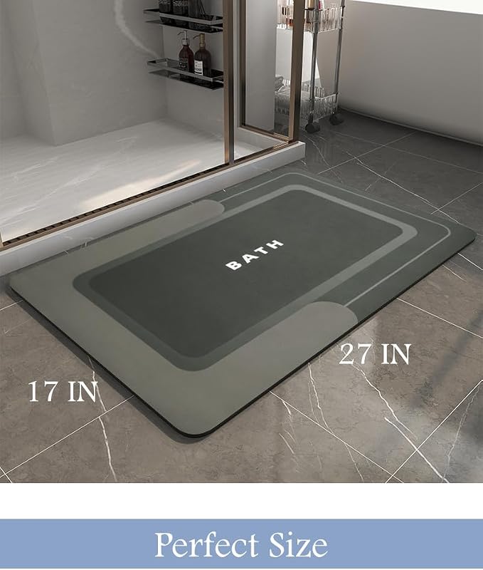 MontVoo-Bath Mat-Bath Mat Rug Non Slip Super Absorbent Stain Resistant Quick Dry Thin Bathroom Rug-Bath Mats for Bathroom Floor Bathtub Vanity-Bathmat Bath Rug Easy Care-17"x27" Darkgrey