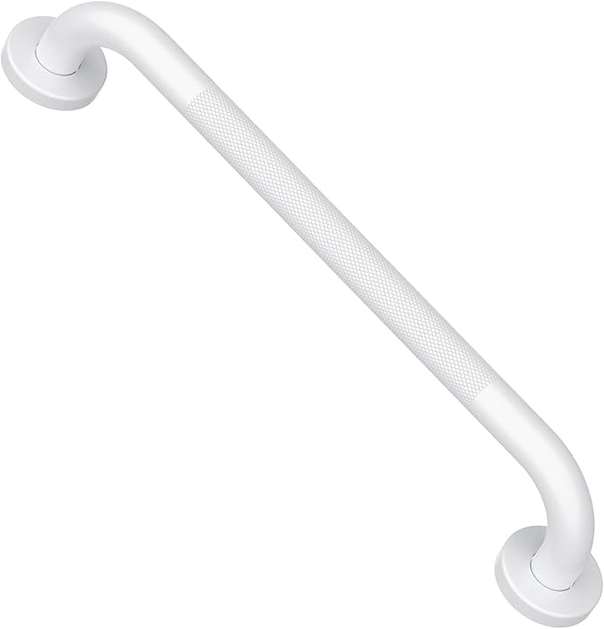 Anti-Slip White Grab Bar 20 Inch, iMomwee Bathroom Safety Bar w/Knurled Grip, Stainless Steel Balance Support Handrail, Textured Shower Handle for Elderly Seniors Handicap Disabled