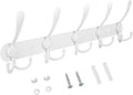 TICONN Wall Mounted Coat Rack, Five Heavy Duty Tri Hooks All Metal Construction for Jacket Coat Hat in Mudroom Entryway (White, 1-Pack)