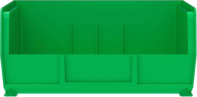 Akro-Mils 30235 AkroBins Plastic Storage Bins, Space-Saving Stackable Bins for Garage, Pantry, Craft Organization, 11" x 11" x 5", Green, 6-Pack
