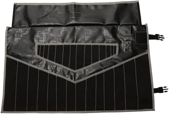 BULL TOOLS 28 Pockets Hand Crafted Heavy Weight Water Proof 18 Oz. Ballistic Polyester Oxford Canvas Metric & SAE Wrenches and Tools Bag Organizer Roll Up Pouch - Black - (Tools are not Included)