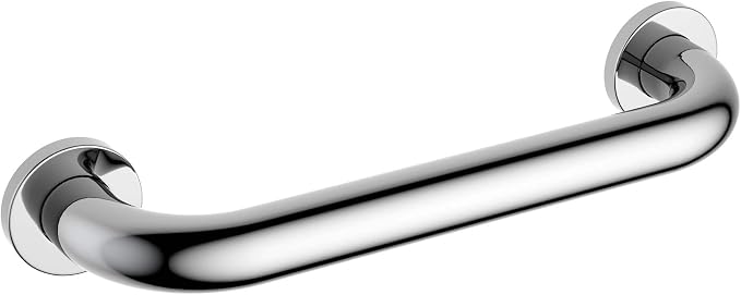KIBI 12 Inch Stainless Steel Bathroom Safety Grab Bar | Curved Shaped Grab Bar for Bathtubs and Showers, Shower Safety Grab Bars for Seniors, Wall Mounted Anti-Slip Support (Chrome, KGB1012)