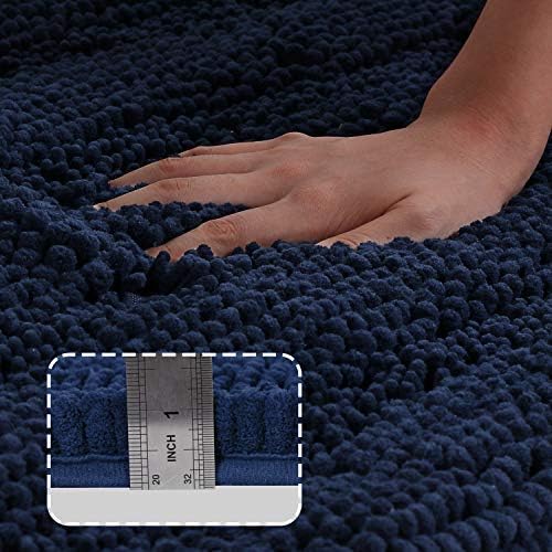 Turquoize Bath Rug Runner for Bathroom 59inx 20in Extra Large Navy Blue Striped Bath Mat Runner Slid Resistant Oversize Non-Slip Bathroom Rugs Shag Area Rug, Absorbent Shaggy Rug for Tub Shower Rug