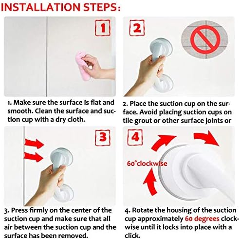 Suction Grab Bar, Portable Suction Handle Bar Suction Grip Bar for Window Door Drawer Cabinet Mini Fridge Grab Puller (White)