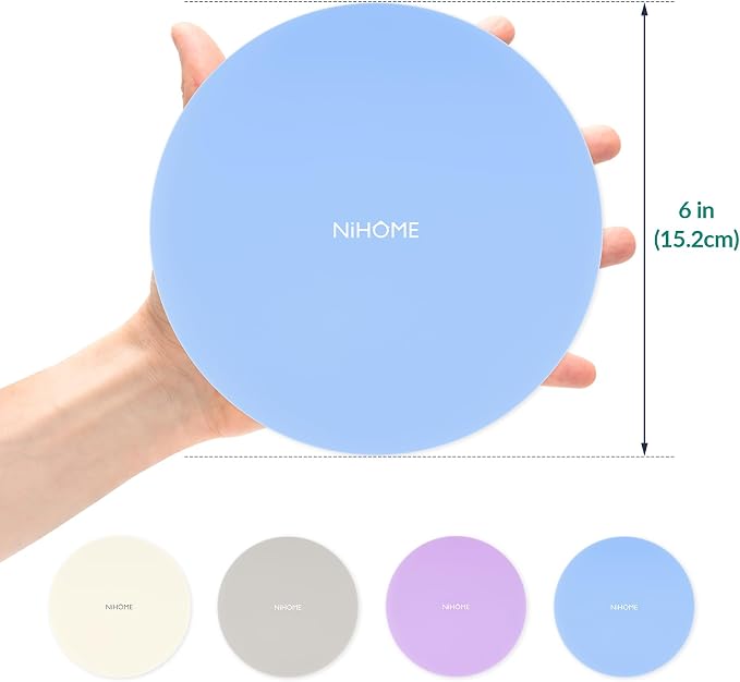 NIHOME Silicone Jar Opener – 6 Inch Large Anti-Slip Grip Pads, Premium 100% Food-Grade Silicone, Stylish Designer Colors, Multi-Purpose Heat-Resistant Mat & Coaster, Set of 4 (Morandi Colors)