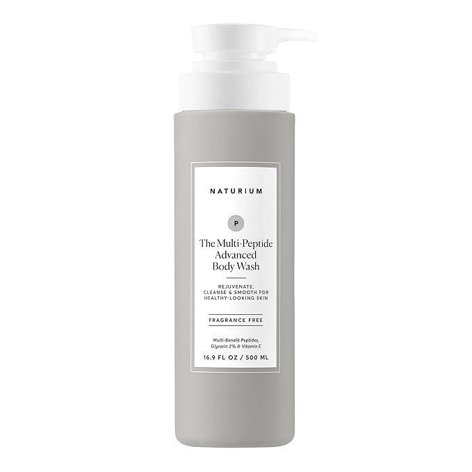 Naturium Multi-Peptide Advanced Body Wash, Rejuvenate, Cleanse & Smooth, with Rice Amino Acids & Vitamin E, 500 mL / 16.9 fl oz