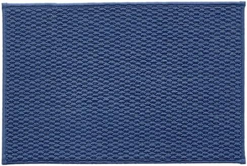 TYUU Bathroom Rugs Non Slip Washable, Super Absorbent Thin Bath Mat Small Quick Dry Low Pile Bathroom Rug, Navy Blue 16"x24"