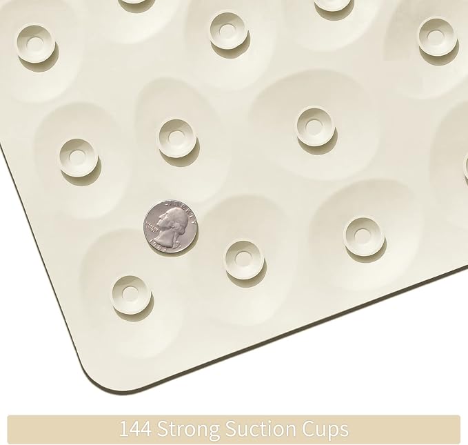 Non-Slip Bathtub Mat OTHWAY Soft Rubber Bathroom Bathmat with Strong Suction Cups (Beige)