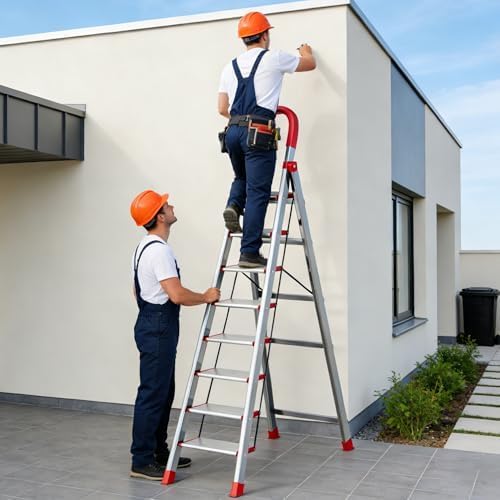 9 Step Ladder,Heavy Duty Step Stool with Non-Slip and Widen Pedals,Step Ladder with Safe Handrail,Space Saving for Home,Kitchen,Indoor & Outdoor