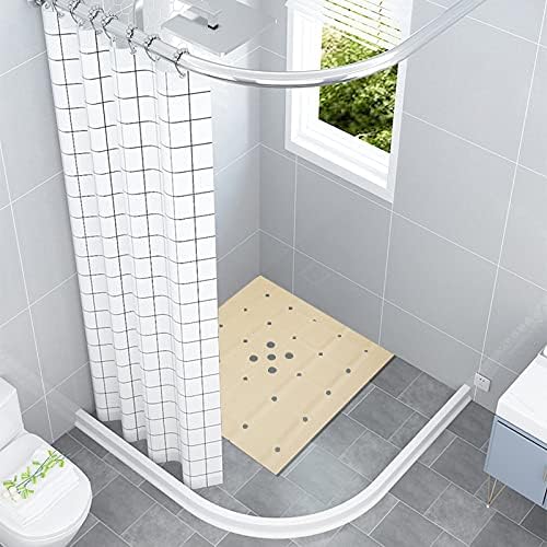 Webos Shower Mat for Textured Surface：Silicone Non Slip Shower Mat Without Suction Cups Foldable - Square Bath Mat for Reglazed Tub Textured Shower Floor (Beige, 21x21)