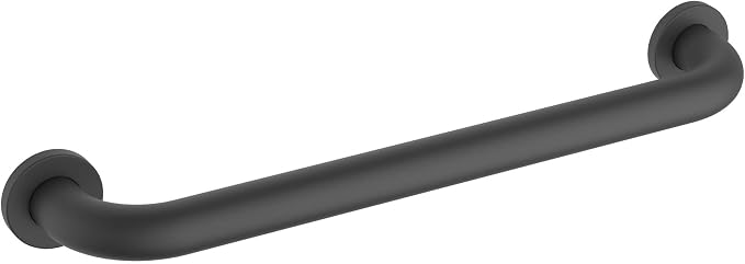 KIBI 18 Inch Stainless Steel Bathroom Safety Grab Bar | Curved Shaped Grab Bar for Bathtubs and Showers, Shower Safety Grab Bars for Seniors, Wall Mounted Anti-Slip Support (Matte Black, KGB1018)