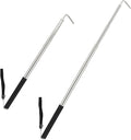 RV Awning Rod Opener Easy Reach Telescopic Puller 13-3/4" to 44-3/4" Stainless Steel Silver & Black - 2pack