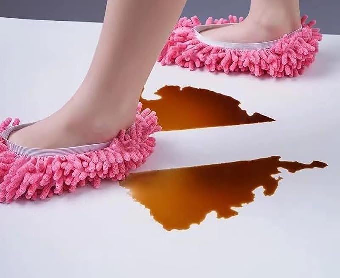 Mop Slippers,Mop Shoes,Dust Duster, Mop Socks for Women Men Kids Foot, Microfiber Reusable for House Office Bathroom Kitchen (Pink,One Size)