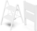 WOA WOA Step Ladder for Home, Foldable Step Stool for Kitchen with Non-Slip Pedals, Sturdy Ladders Supports up to 330 lbs, Compact and Portable - 2 Step/White
