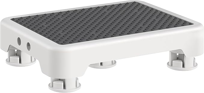 Ronlap One Step Stools for Adults, Portable Safety Step Platform for Seniors Small Plastic Bedside Step Stool Mobility Wide Step Stools Elderly Assistance for Shower Bed Car Stair Outdoor, White-Black
