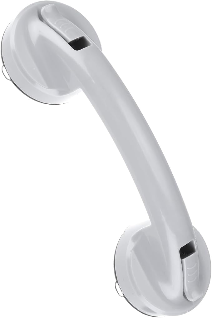 uxcell Grab Bars for Bathtubs and Showers, 8.3" Mirror Glass Door and Window Handles Powerful Shower Suction Cup Anti-Slip Safety Bars for Senior Shower Chairs Grey