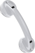 uxcell Grab Bars for Bathtubs and Showers, 8.3" Mirror Glass Door and Window Handles Powerful Shower Suction Cup Anti-Slip Safety Bars for Senior Shower Chairs Grey