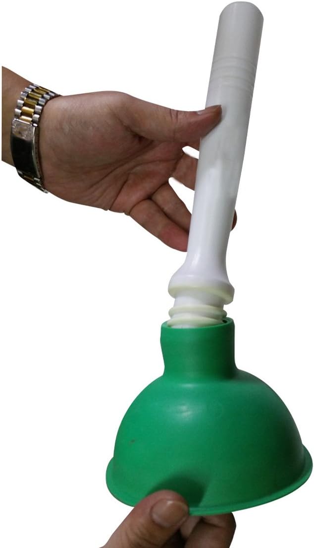 NewFerU Drain Plunger, Small Hand Force Plumber Helper, Little 4 inch Cup Clog Remover, Tiny Rubber Unclogger in 9" Short Handle for Kitchen Sink, Bathroom Toilet, Shower Bath Tub (Green)