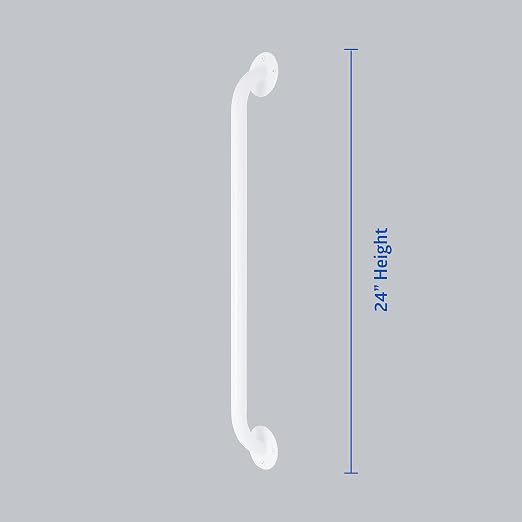 Medline White 24” Grab Bar for Shower & Bathtub, Independence Aid & Ease of Movement — For Elderly, Handicapped or Seniors, 300 lb. Capacity, 1 Bar