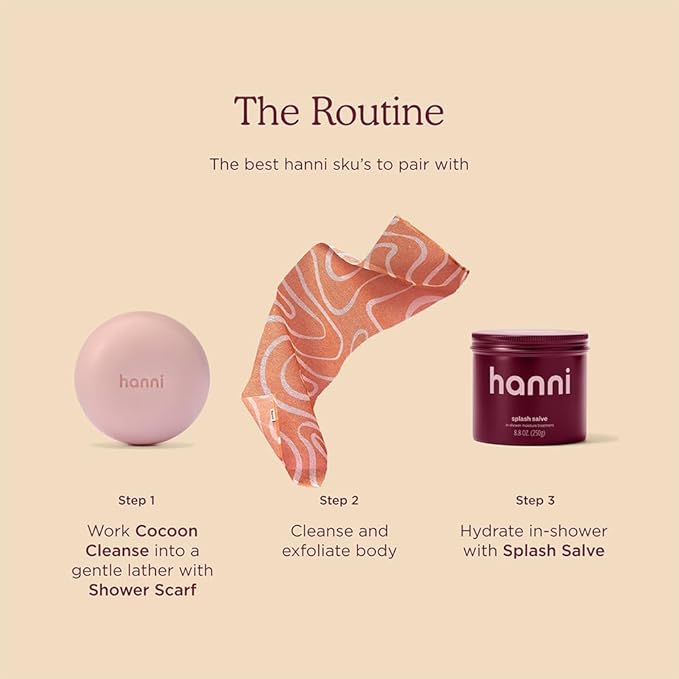 HANNI Extra-Long Shower Scarf, Japanese-Inspired Exfoliating Body Scrubber, Loofah-Like Wash Cloth for Dead Skin Removal (Pack of 1)