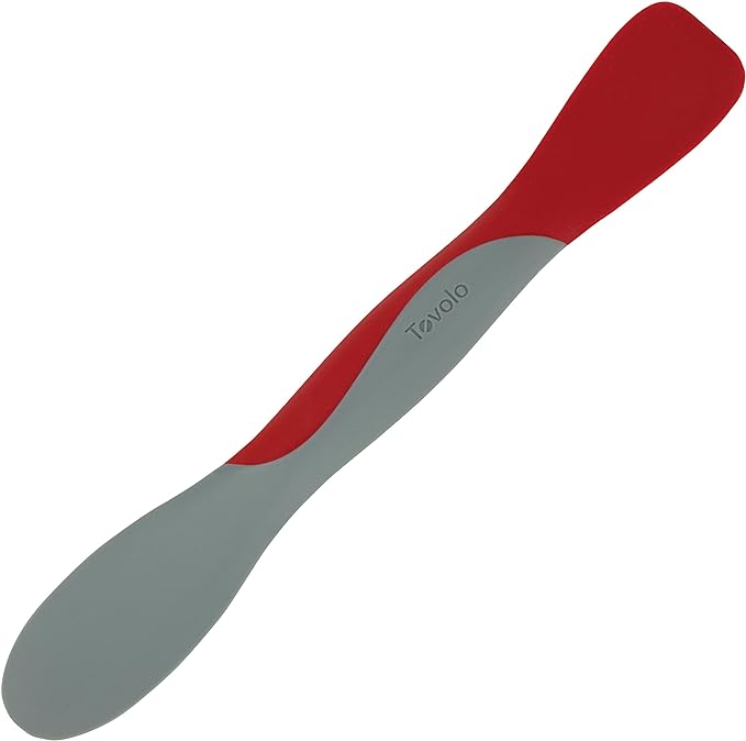 Tovolo Mini Scoop and Spread Tool for Kitchen Meal Prep Small Sandwich Spreader Spatula for Peanut Butter Jelly, Silicone BPA Free Dishwasher Safe Scooper Spreader, Cayenne Red and Oyster Gray